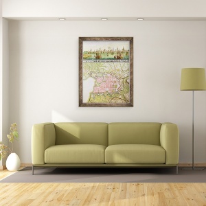 Tablou inramat - Scoala franceza - Planul orasului La Rochelle, 60 x 80 cm - Img 2