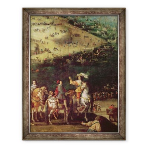 Tablou inramat - Scoala franceza - Ridicarea asediului de la Ile de Re II, 60 x 80 cm