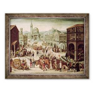 Tablou inramat - Scoala franceza - Sacul Lyonilor de catre Baronul des Adrets 1513-87 aprilie 1562, 60 x 80 cm