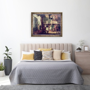 Tablou inramat - Scoala franceza - Targ de strada, 60 x 80 cm - Img 3