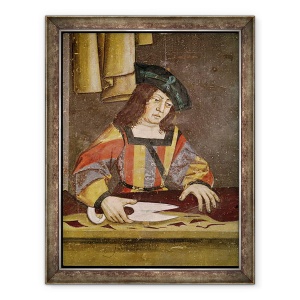 Tablou inramat - Scoala franceza - Un comerciant de panza de taiere, 60 x 80 cm