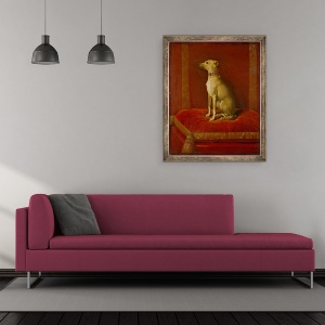 Tablou inramat - Scoala Germana - Unul dintre ogarii italieni ai lui Frederick II, 50 x 60 cm - Img 2