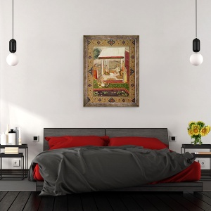 Tablou inramat - Scoala indiana - Un print si printesa ascultand muzica, 60 x 80 cm - Img 3