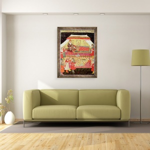 Tablou inramat - Scoala Islamica - Scena harem, ilustrare din Shahnama Cartea Regilor, 70 x 90 cm - Img 2