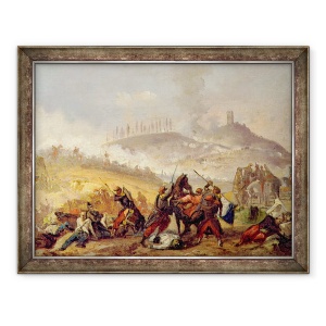 Tablou inramat - Scoala Italiana - Batalia de la Solferino, 60 x 80 cm