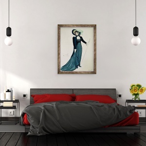 Tablou inramat - Scoala Italiana - Design-ul costumului pentru Tosca, 60 x 80 cm - Img 3