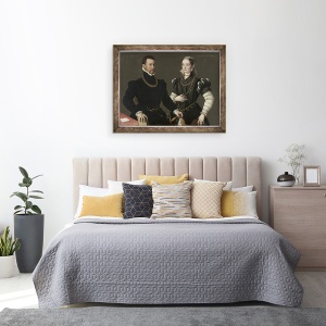 Tablou inramat - Scoala Italiana - Portretul unui cuplu, 60 x 80 cm - Img 3