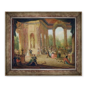 Tablou inramat - Scoala Italiana - Scena la un bal mascat, 50 x 60 cm