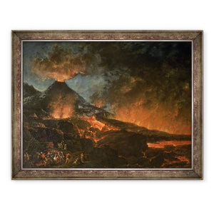 Tablou inramat - Scoala Italiana - Vezuviu erupe, 60 x 80 cm