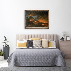 Tablou inramat - Scoala Italiana - Vezuviu erupe, 60 x 80 cm - Img 3