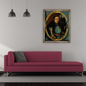 Tablou inramat - Scoala Rusa - Portretul lui Bohdan Hmelnitki c.1595-1657, 50 x 60 cm - Img 2