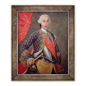 Tablou inramat - Scoala Spaniola - Carol al III-lea 1716-88 in armura si purtand Ordinul Lanii de Aur, 70 x 85 cm