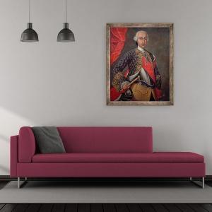 Tablou inramat - Scoala Spaniola - Carol al III-lea 1716-88 in armura si purtand Ordinul Lanii de Aur, 70 x 85 cm - Img 2