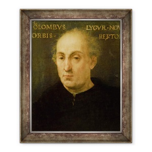 Tablou inramat - Scoala Spaniola - Portretul Lui Cristofor Columb 1451-1506, 70 x 85 cm