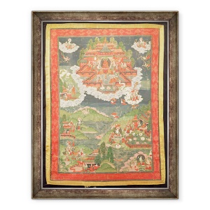 Tablou inramat - Scoala tibetana - Thangka din Paradisul lui Amitabha, 70 x 90 cm