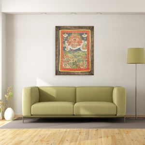 Tablou inramat - Scoala tibetana - Thangka din Paradisul lui Amitabha, 70 x 90 cm - Img 2
