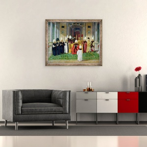 Tablou inramat - Scoala Turceasca - Receptie la Curtea sultanului Selim III 1761-1807, 70 x 85 cm - Img 2