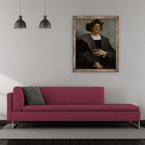 Tablou inramat - Sebastiano del Piombo - Portret De Barbat, Se spune a fi Cristofor Columb c.1446-1506, 50 x 60 cm - Img 2
