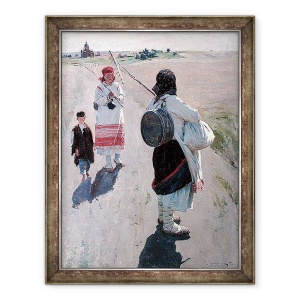 Tablou inramat - Sergei Arsenevich Vinogradov - Pe drumul spre munca, 70 x 90 cm