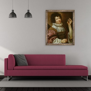 Tablou inramat - Simon Vouet - Tanar cu o Fig, 50 x 60 cm - Img 2