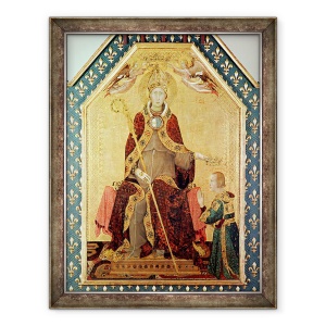 Tablou inramat - Simone Martini - Ludovic de Toulouse 1274-97 incoronandu-si fratele, Robert de Anjou 1278-1343 de la Altarul Sfantului Ludovic de Toulouse, 70 x 90 cm
