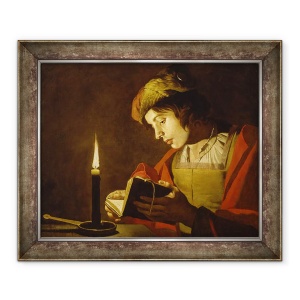 Tablou inramat - Stomer - Tanarul citind de lumina lumanarilor, 50 x 60 cm