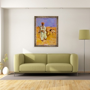 Tablou inramat - Sue Wales - Barbat camila indian, 2020, 60 x 80 cm - Img 2