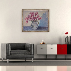 Tablou inramat - Sue Wales - Magnolii roz, 2019, 50 x 60 cm - Img 2