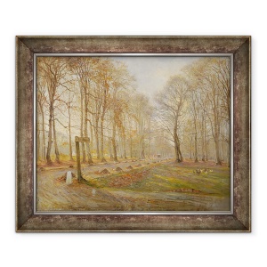 Tablou inramat - Theodor Esbern Philipsen - Ziua Toamnei tarzii in Parcul Cerb Jægersborg, la nord de Copenhaga, 50 x 60 cm
