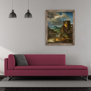 Tablou inramat - Theodore Gericault - Peisaj italian sau, 50 x 60 cm - Img 2