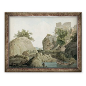 Tablou inramat - Thomas Daniell - Fakir Rock la Sultanganj, pe raul Gange, India, 60 x 80 cm