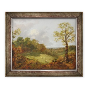 Tablou inramat - Thomas Gainsborough - Peisaj impadurit cu o cabana, oaie si un pastor rabatabil, 50 x 60 cm
