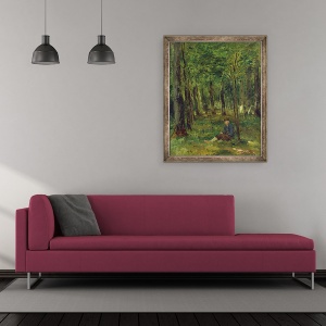 Tablou inramat - Thomas Ludwig Herbst - Tanarul fermier stand in padure, 50 x 60 cm - Img 2