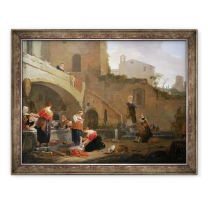 Tablou inramat - Thomas Wyck - Washerwomen de o fantana romana, 60 x 80 cm