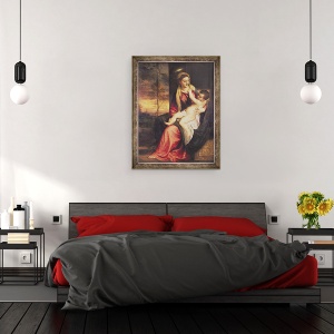 Tablou inramat - Titian - Fecioara cu Copil la apus, 70 x 90 cm - Img 3