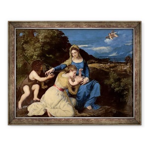 Tablou inramat - Titian - Fecioara si Pruncul cu Sfintii, 60 x 80 cm