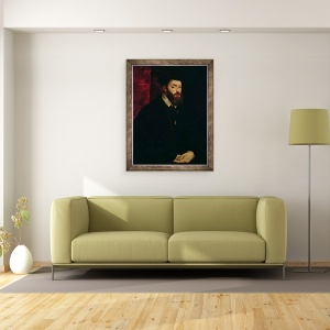 Tablou inramat - Titian - Portretul lui Carol V 1500-58, 70 x 90 cm - Img 2