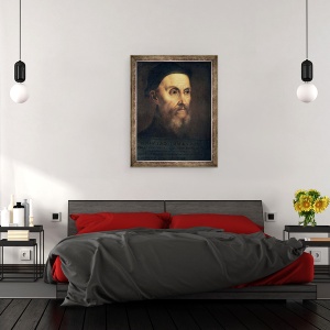 Tablou inramat - Titian - Portretul lui John Calvin 1509-64, 60 x 80 cm - Img 3