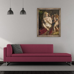 Tablou inramat - Titian - Venus cu oglinda, 50 x 60 cm - Img 2