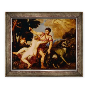 Tablou inramat - Titian - Venus si Adonis, 70 x 85 cm