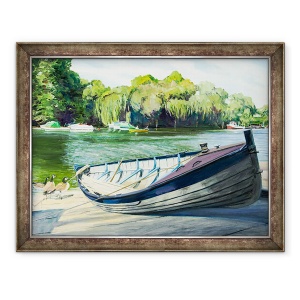 Tablou inramat - Tony Fandino - Barca pe cale de lansare Tamisa la Richmond, 70 x 90 cm