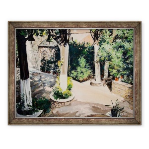 Tablou inramat - Tony Fandino - Gradina in Skiathos, 70 x 90 cm