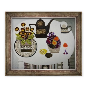 Tablou inramat - Vanessa Bowman - Auricula si Cafetiera neagra, 50 x 60 cm