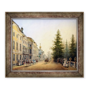Tablou inramat - Vasili Semenovich Sadovnikov - Plecarea Curtii la intrarea principala a Marelui Palat, 50 x 60 cm