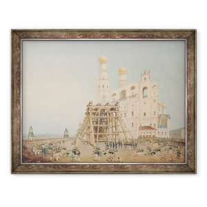 Tablou inramat - Vasili Semenovich Sadovnikov - Ridicarea clopotului telului la Kremlinul din Moscova in 1836, 70 x 90 cm