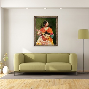 Tablou inramat - Vekoslav Karas - Tanara femeie cu o mandolina, 70 x 90 cm - Img 2
