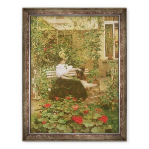 Tablou inramat - Victor Gilsoul - Flori pe terasa, 70 x 90 cm