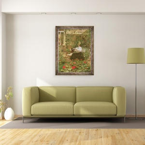 Tablou inramat - Victor Gilsoul - Flori pe terasa, 70 x 90 cm - Img 2