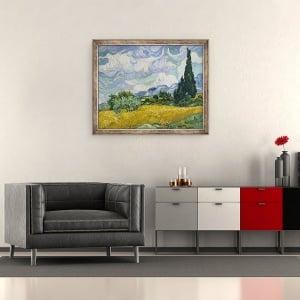Tablou inramat - Vincent van Gogh - Camp de grau cu chiparos, 70 x 85 cm - Img 2