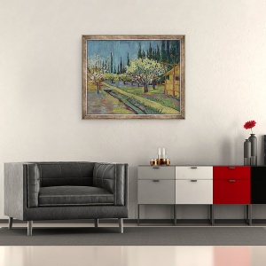 Tablou inramat - Vincent van Gogh - Livada marginita de chiparosi, 50 x 60 cm - Img 2